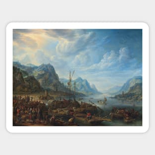 View of a River with Boat Moorings by Herman Saftleven Sticker